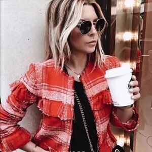 Zara frayed red jacket ❤️